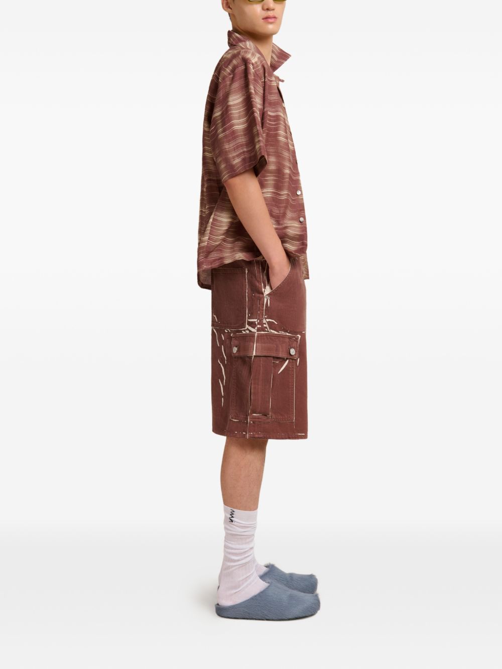 Shorts con stampa in marrone Marni - uomo 