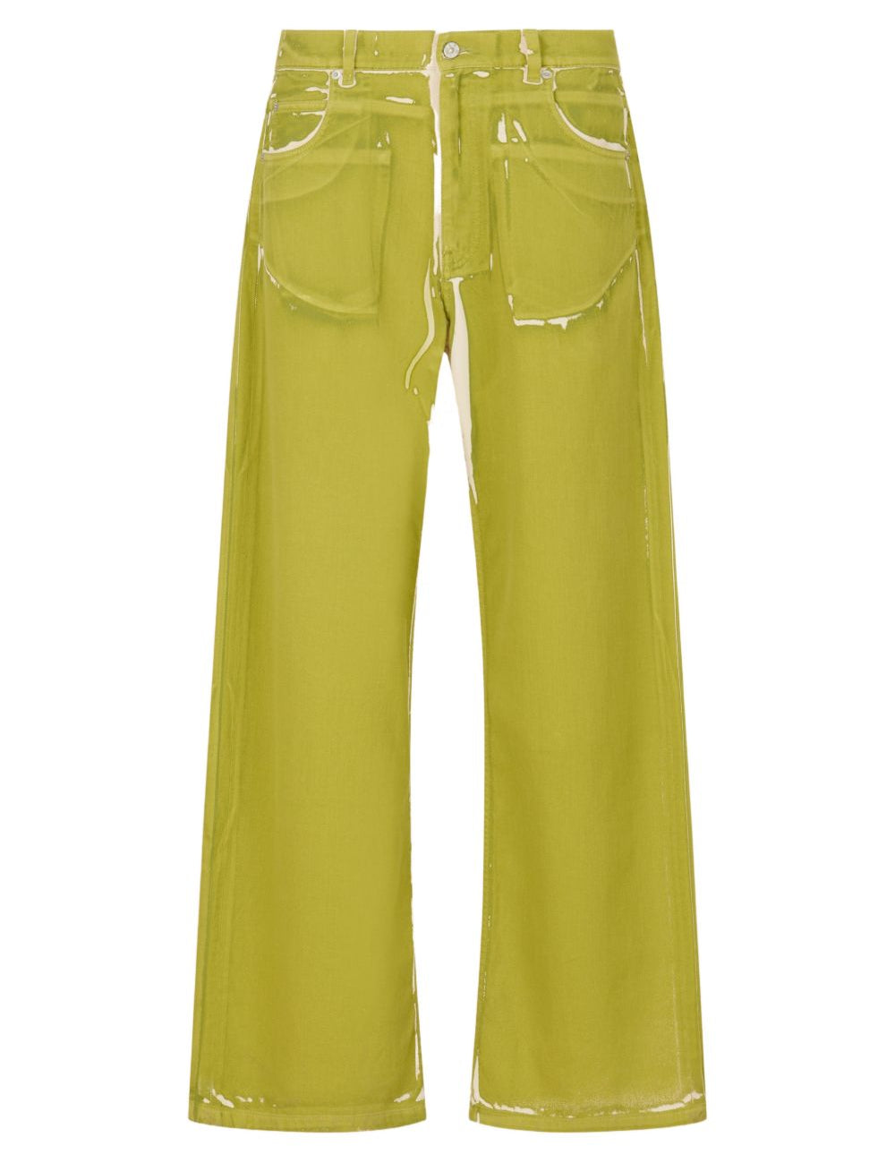 Jeans a gamba larga con stampa in verde Marni - uomo 