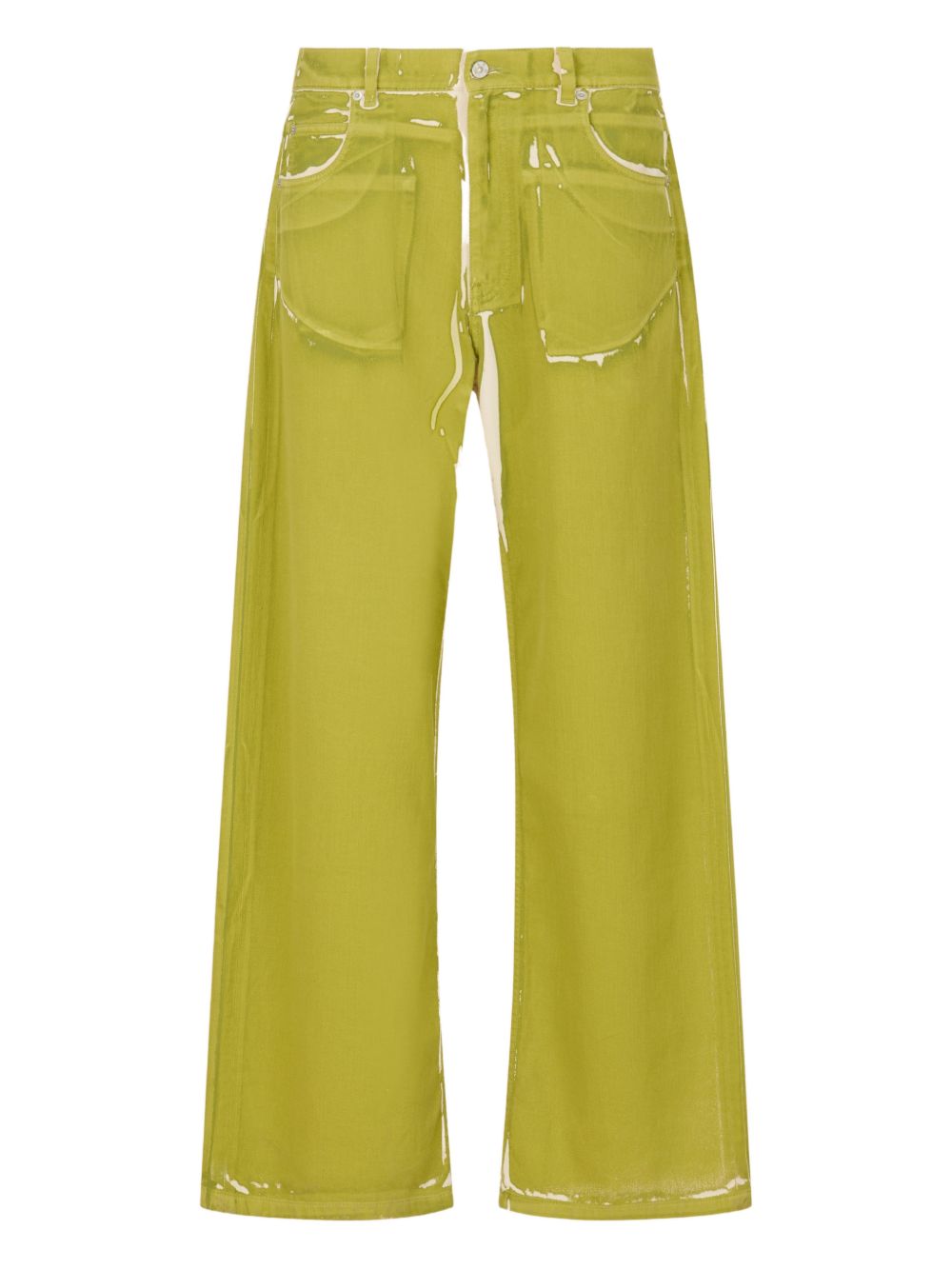 Jeans a gamba larga con stampa in verde Marni - uomo 