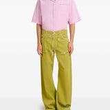 Jeans a gamba larga con stampa in verde Marni - uomo 
