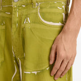 Jeans a gamba larga con stampa in verde Marni - uomo 