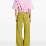 Jeans a gamba larga con stampa in verde Marni - uomo 