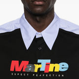 Camicia a panelli con logo in blu e nero Martine rose - uomo 