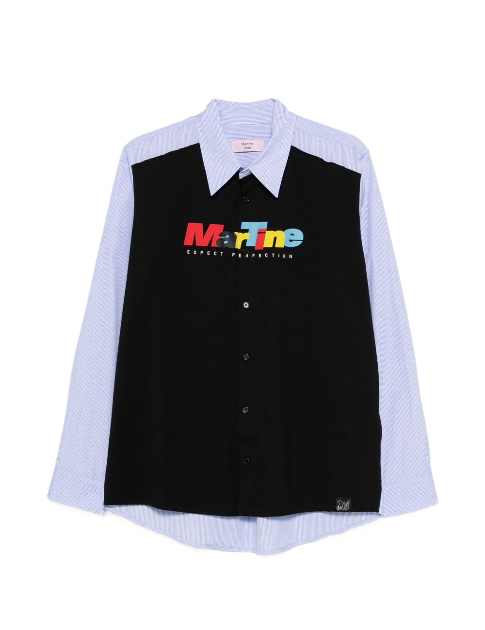 Camicia a panelli con logo in blu e nero Martine rose - uomo 