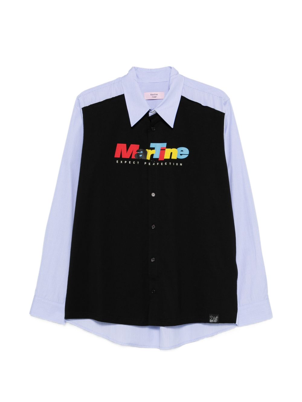 Camicia a panelli con logo in blu e nero Martine rose - uomo 