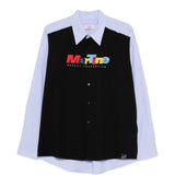 Camicia a panelli con logo in blu e nero Martine rose - uomo 
