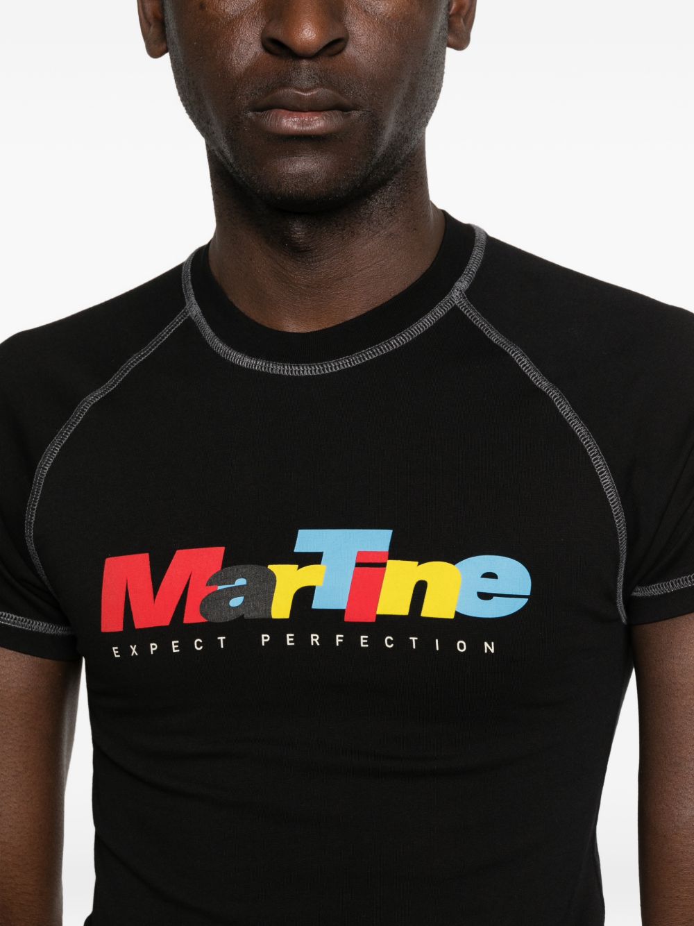 T-shirt con grafica e cuciture a contrasto in nero Martine rose - unisex 