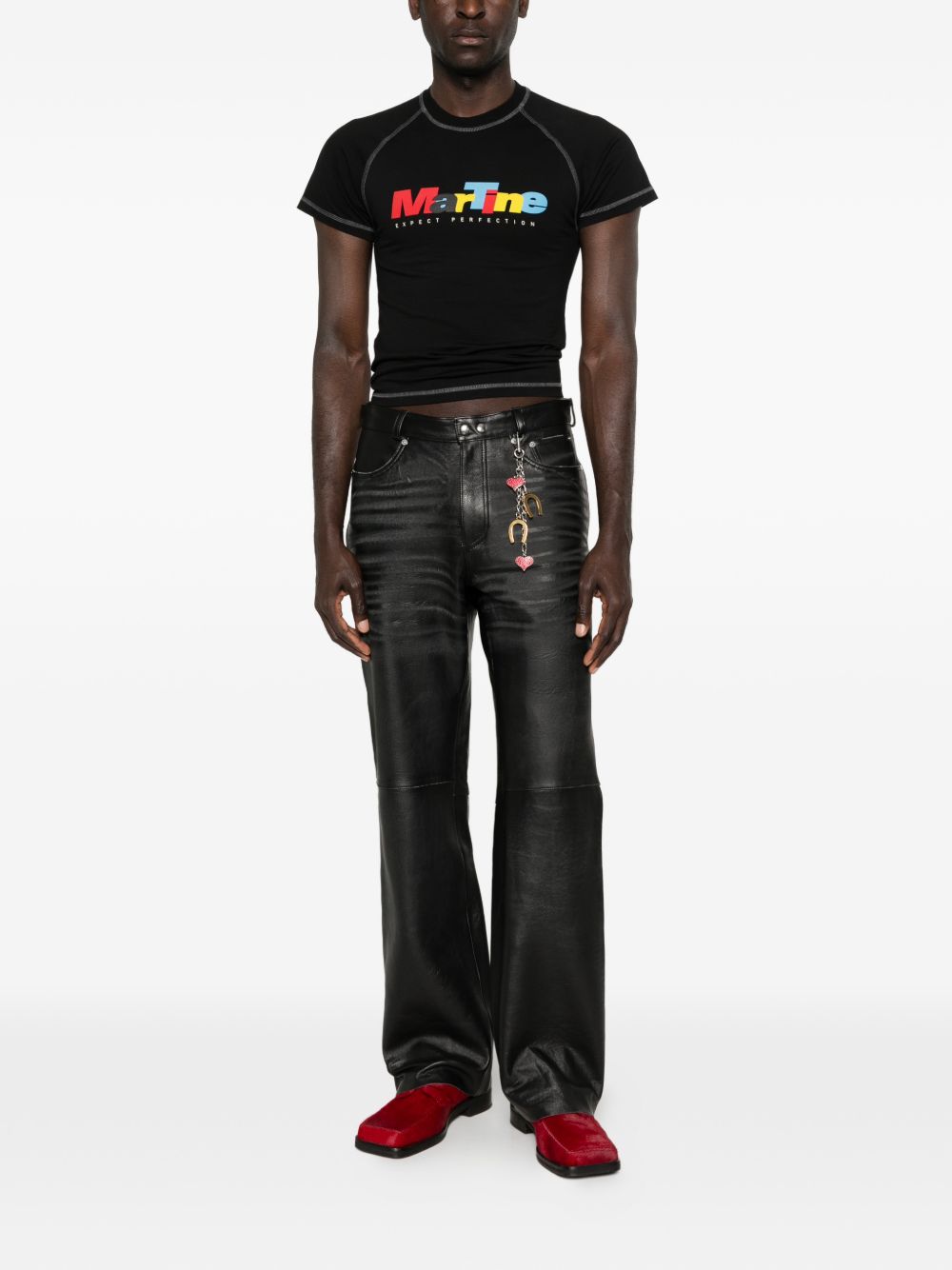 T-shirt con grafica e cuciture a contrasto in nero Martine rose - unisex 