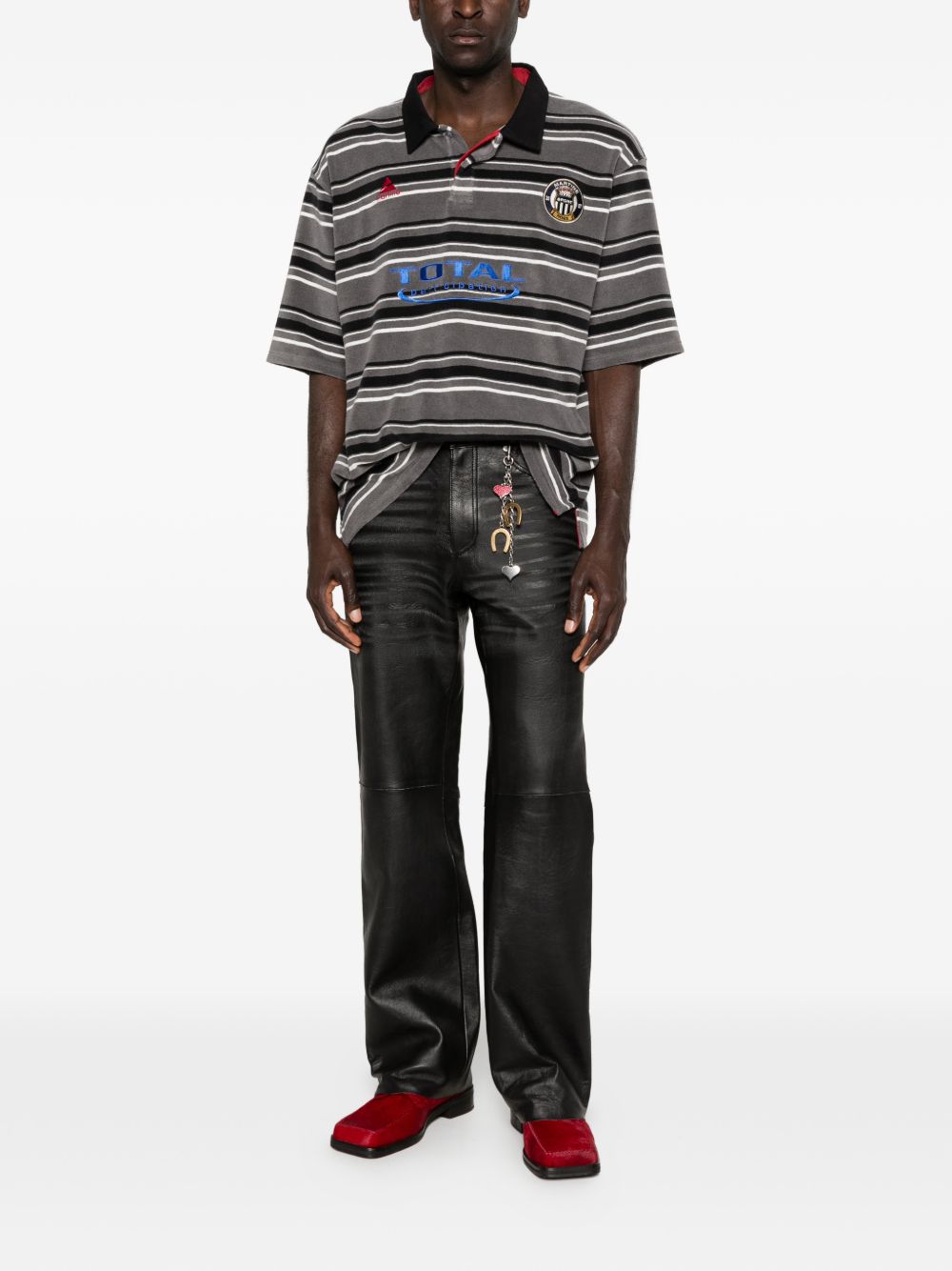 Polo a righe con logo in grigio e nero Martine rose - uomo 