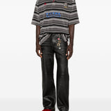 Polo a righe con logo in grigio e nero Martine rose - uomo 