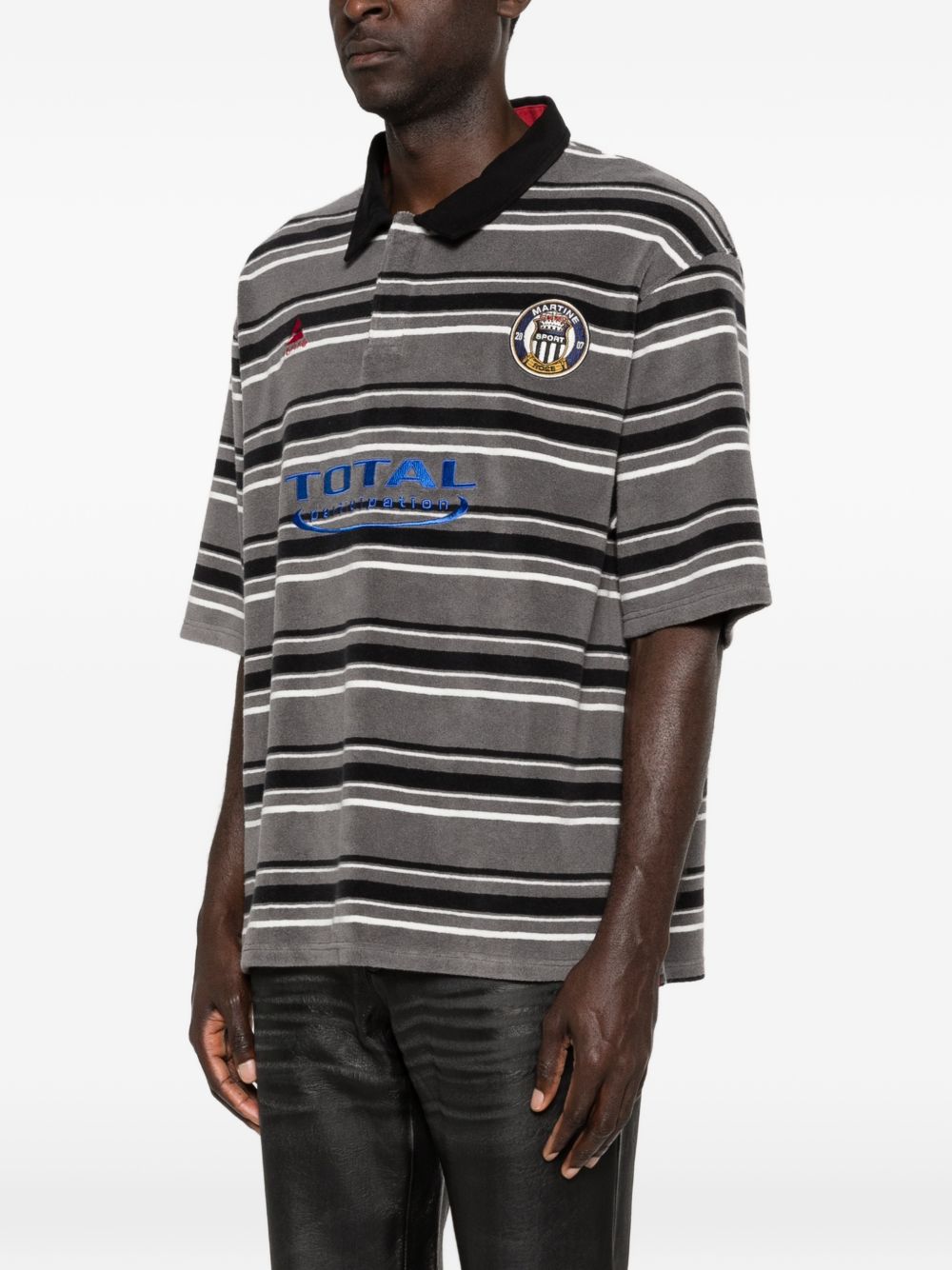 Polo a righe con logo in grigio e nero Martine rose - uomo 