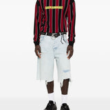 Polo a righe con zip in rosso e nero Martine rose - unisex 