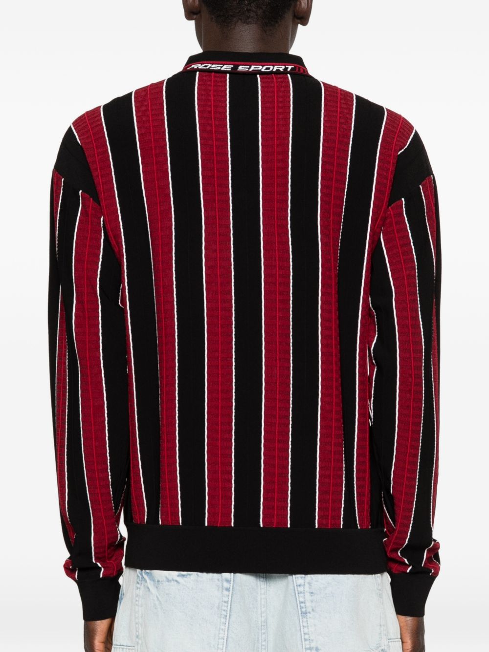 Polo a righe con zip in rosso e nero Martine rose - unisex 