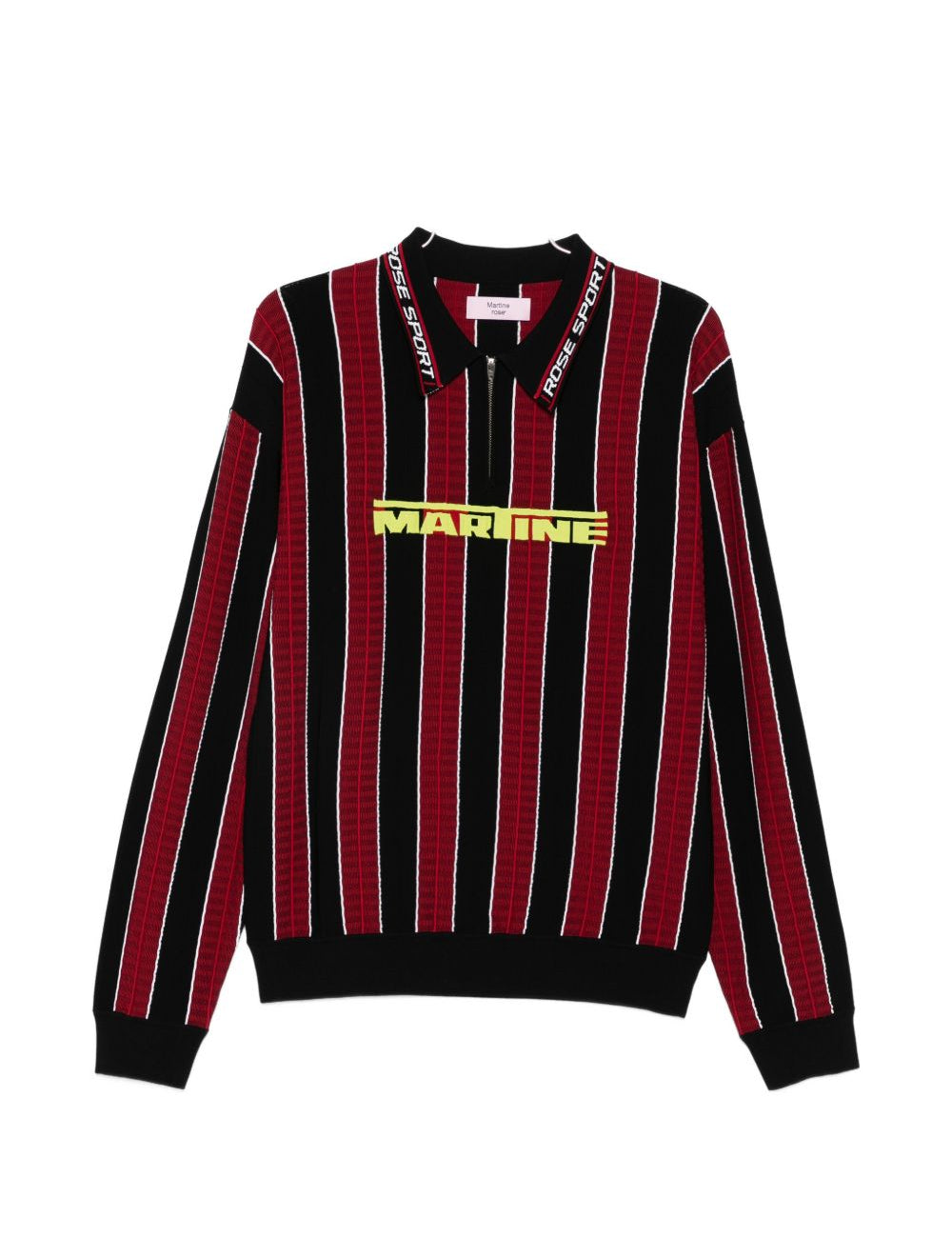 Polo a righe con zip in rosso e nero Martine rose - unisex 
