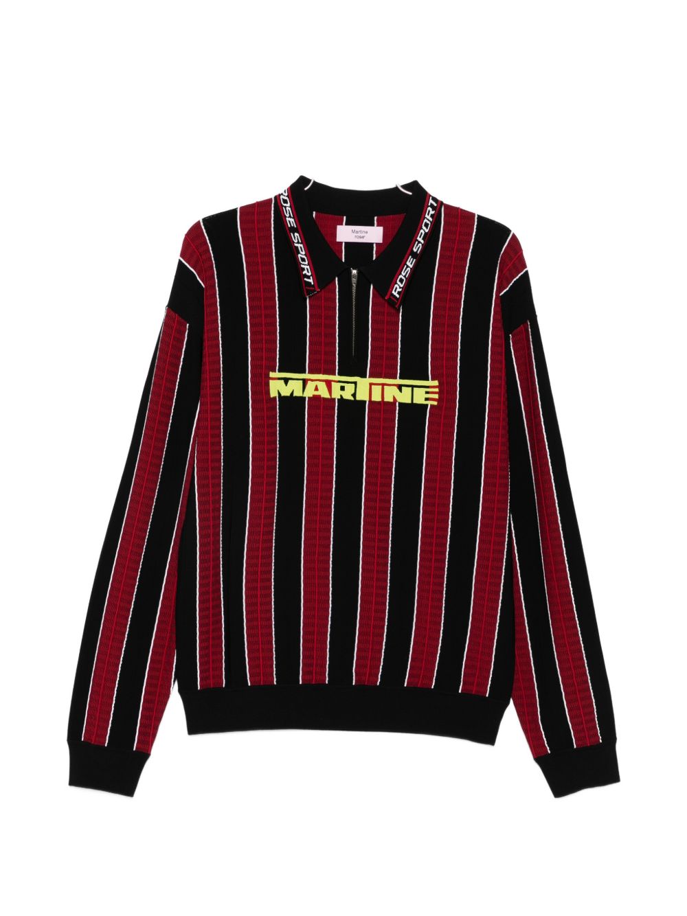 Polo a righe con zip in rosso e nero Martine rose - unisex 
