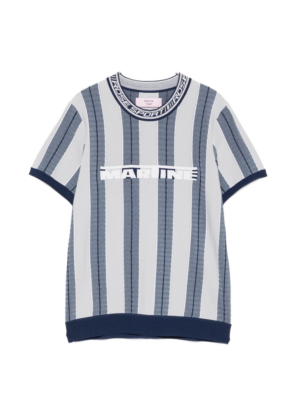 T-shirt con grafica a righe in blu e grigio Martine rose - uomo 