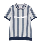 T-shirt con grafica a righe in blu e grigio Martine rose - uomo 