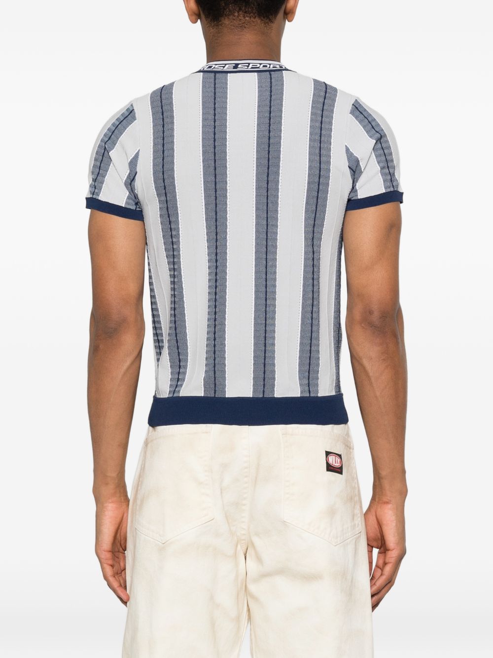 T-shirt con grafica a righe in blu e grigio Martine rose - uomo 
