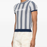 T-shirt con grafica a righe in blu e grigio Martine rose - uomo 