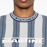 T-shirt con grafica a righe in blu e grigio Martine rose - uomo 