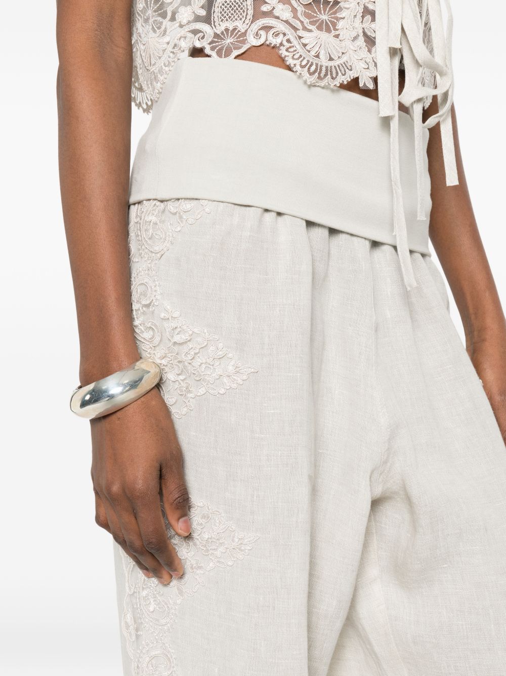 Pantaloni a vita alta con pizzo in AVORIO Maurizio - donna 