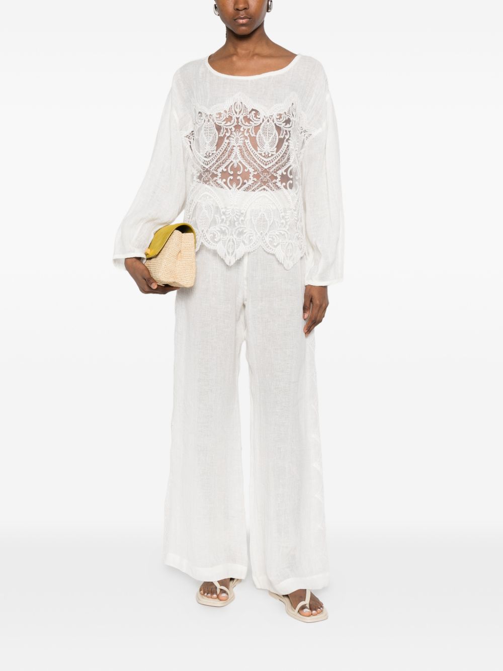 Pantaloni con pizzo in bianco Maurizio - donna 