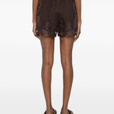 Shorts con bordo in pizzo in marrone Maurizio - donna 