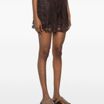 Shorts con bordo in pizzo in marrone Maurizio - donna 