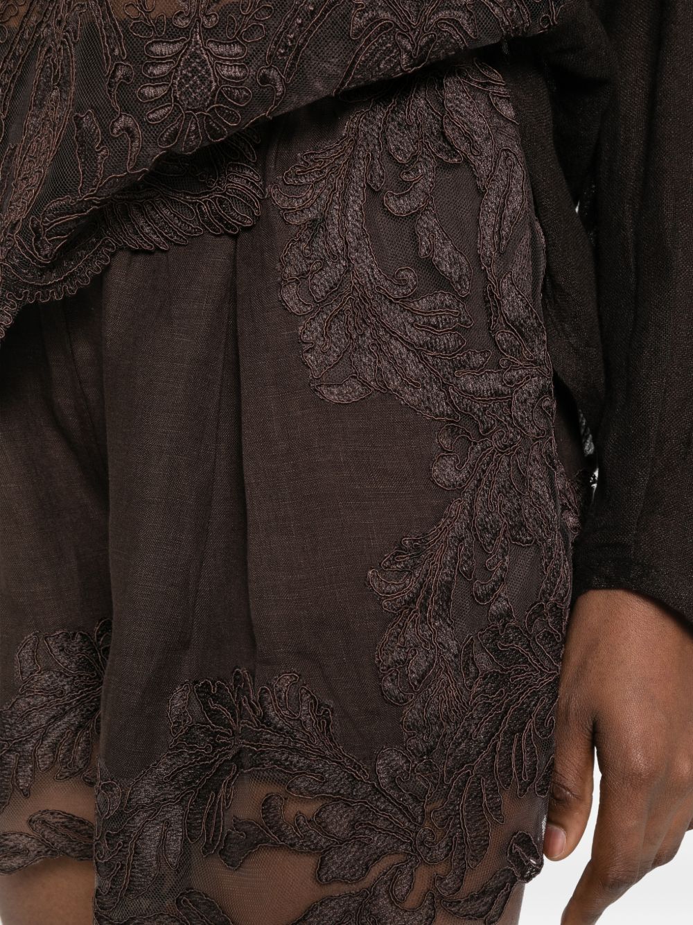 Shorts con bordo in pizzo in marrone Maurizio - donna 