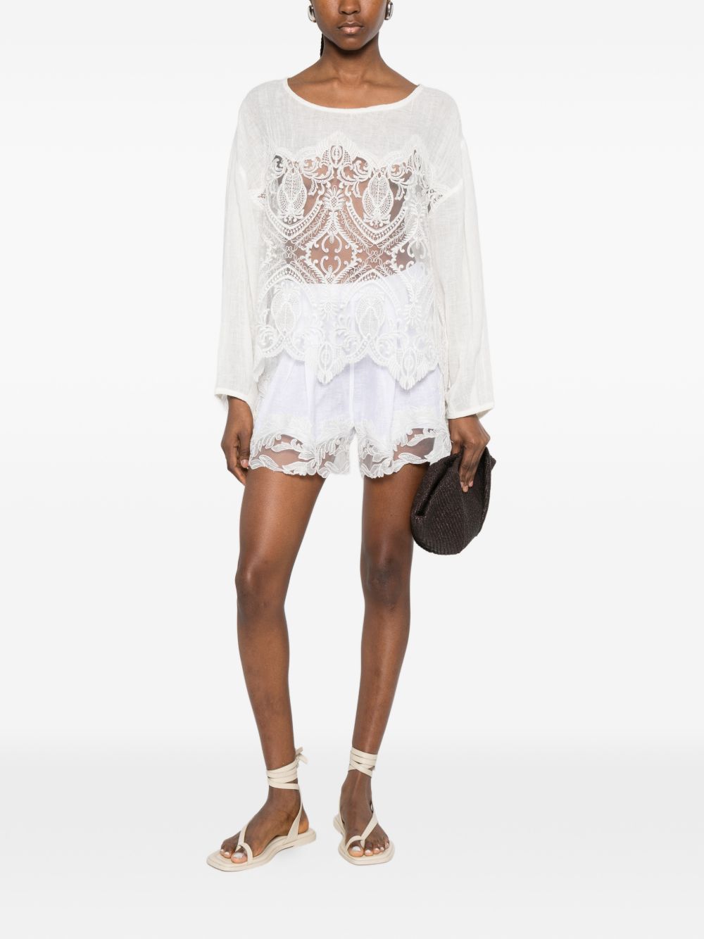 Shorts con bordo in pizzo in bianco Maurizio - donna 