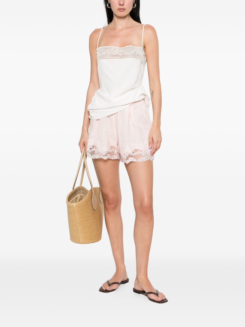 Pantaloncini con bordo in pizzo in rosa Maurizio - donna 