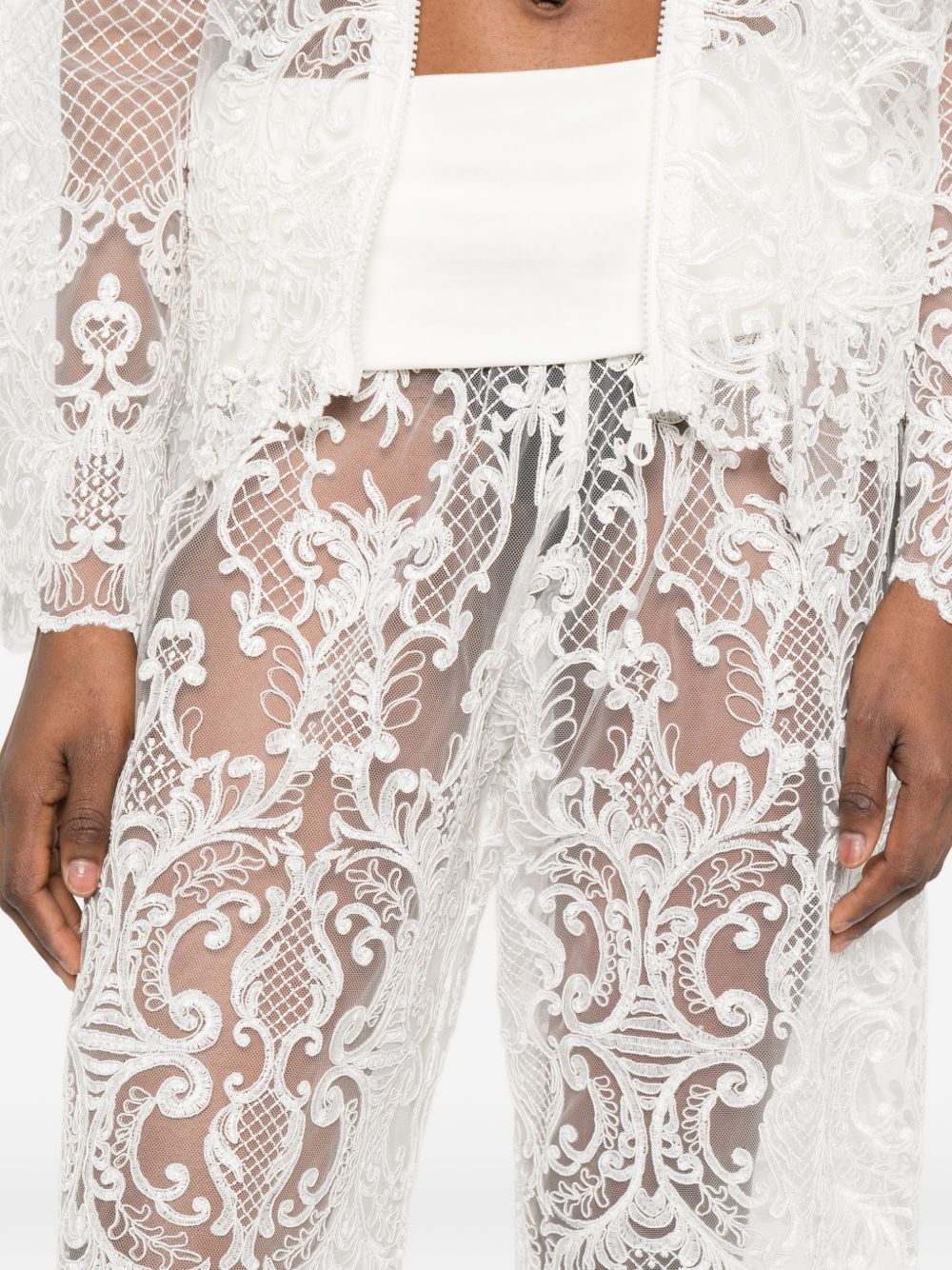 Pantaloni a gamba larga in pizzo in bianco Maurizio - donna 