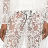 Pantaloni a gamba larga in pizzo in bianco Maurizio - donna 