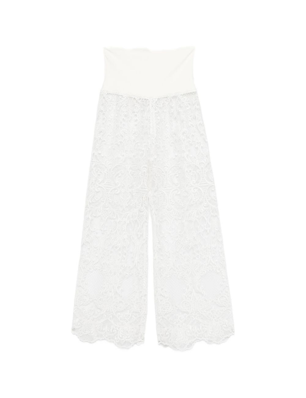 Pantaloni a gamba larga in pizzo in bianco Maurizio - donna 