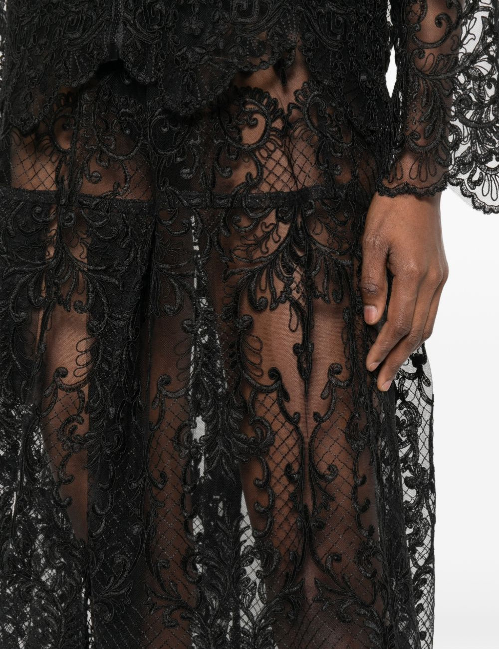 Gonna midi in pizzo in nero Maurizio - donna 