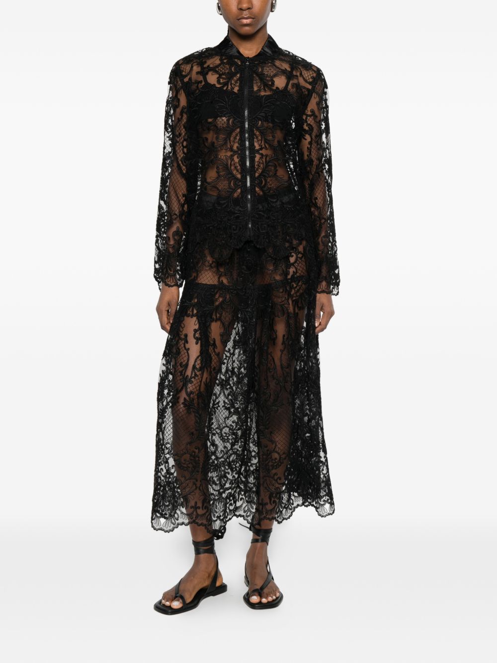 Gonna midi in pizzo in nero Maurizio - donna 