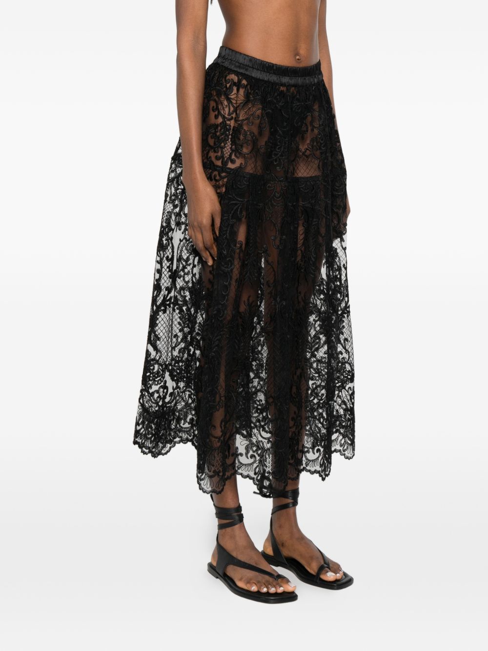 Gonna midi in pizzo in nero Maurizio - donna 