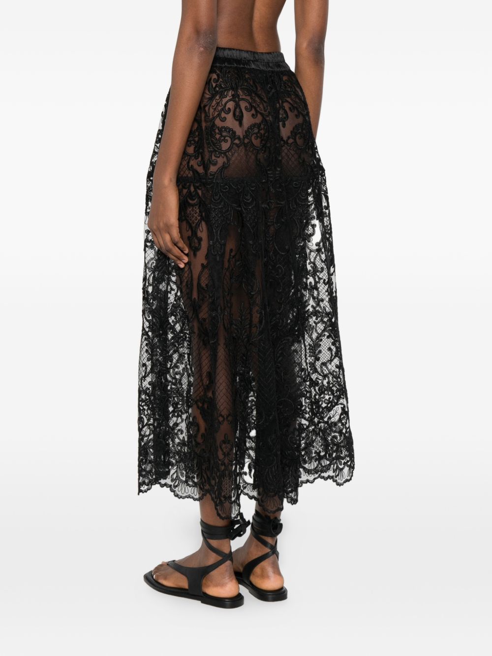 Gonna midi in pizzo in nero Maurizio - donna 