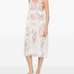 Abito midi con scollo a V in pizzo in bianco Maurizio - donna 