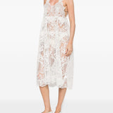 Abito midi con scollo a V in pizzo in bianco Maurizio - donna 