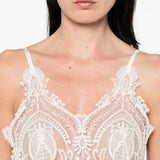 Abito midi con scollo a V in pizzo in bianco Maurizio - donna 