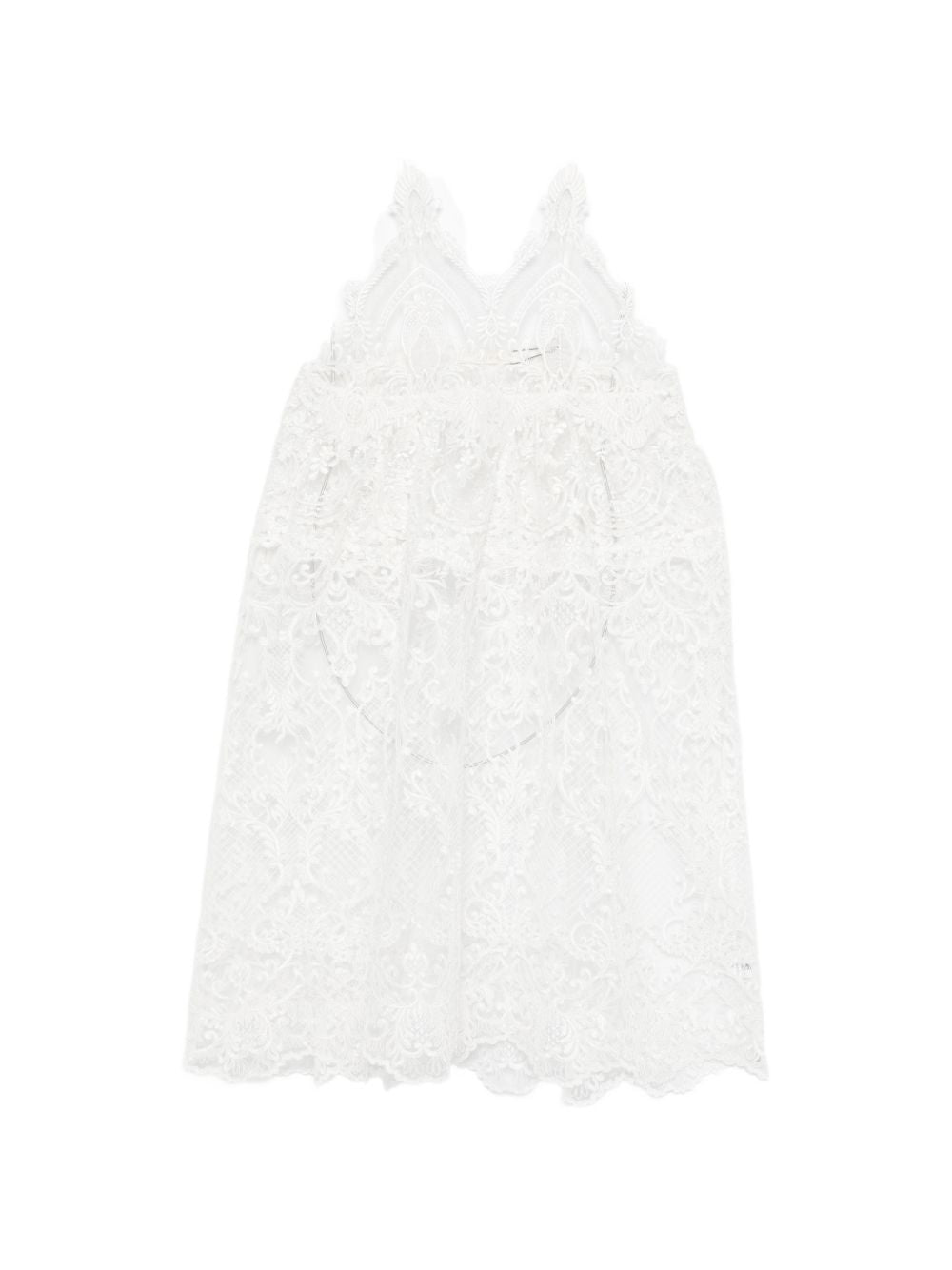 Abito midi con scollo a V in pizzo in bianco Maurizio - donna 