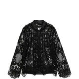 Giacca in pizzo con zip in nero Maurizio - donna 