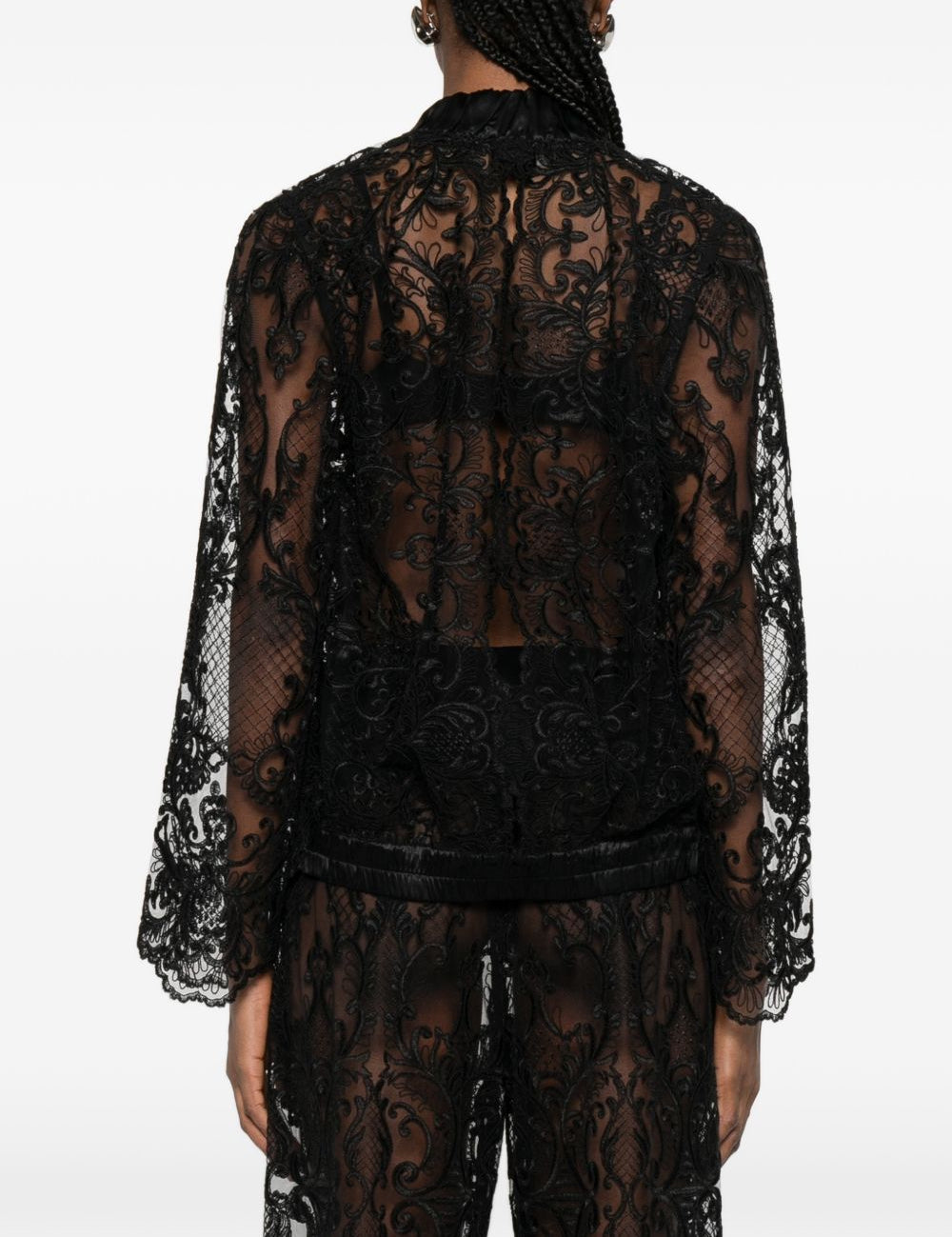 Giacca in pizzo con zip in nero Maurizio - donna 
