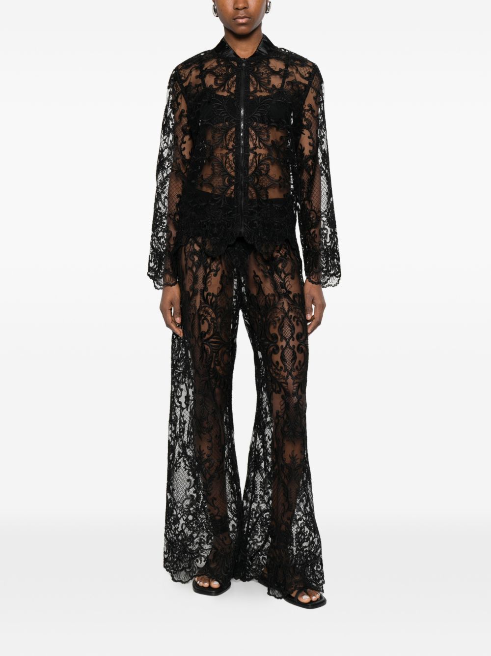 Giacca in pizzo con zip in nero Maurizio - donna 