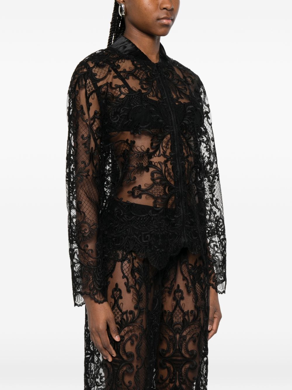 Giacca in pizzo con zip in nero Maurizio - donna 