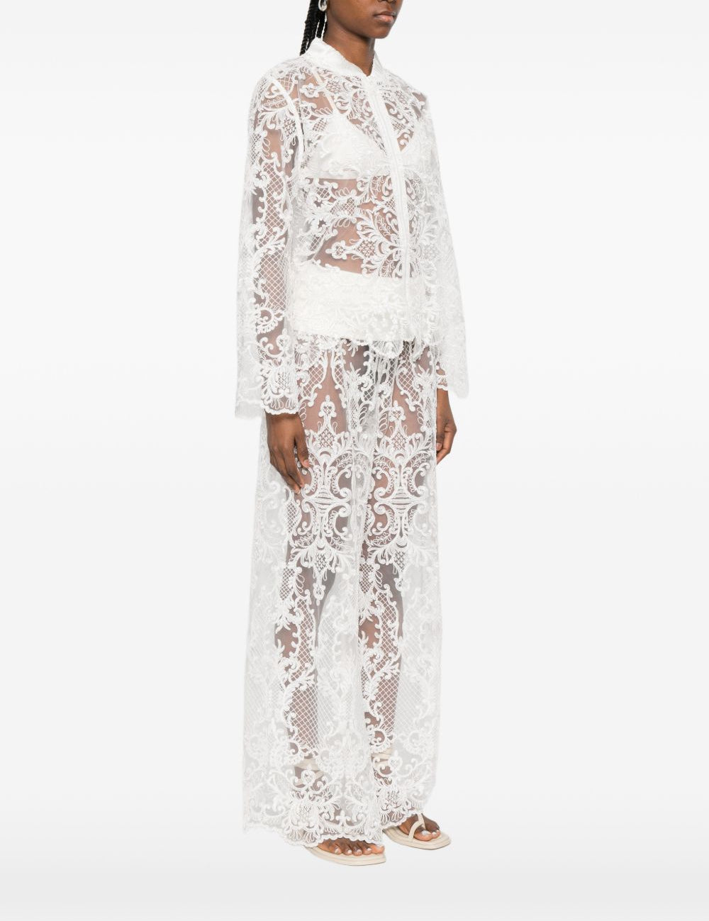 Giacca in pizzo con zip in bianco Maurizio - donna 