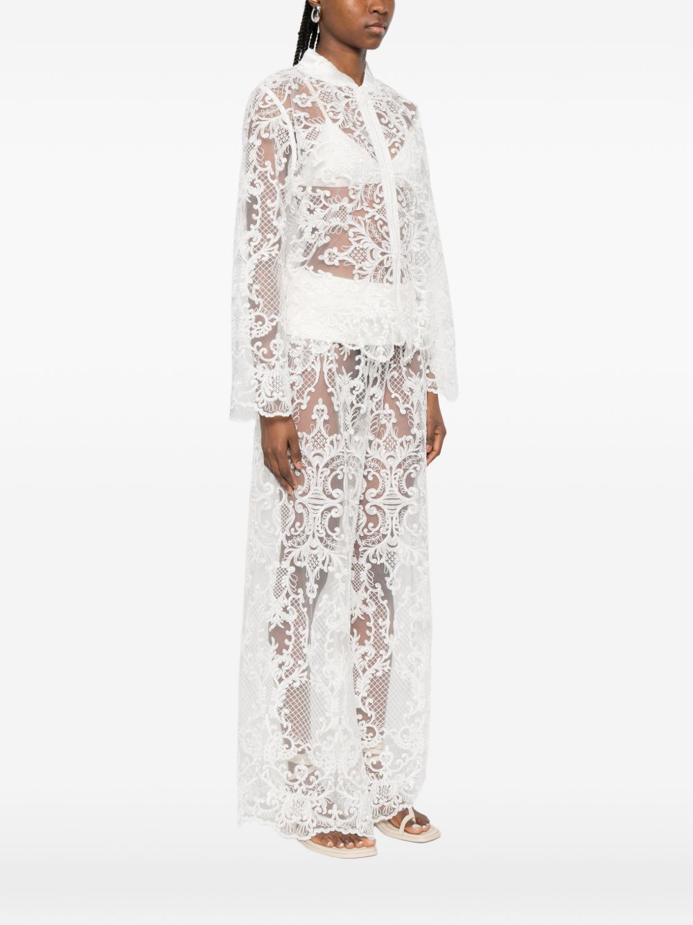 Giacca in pizzo con zip in bianco Maurizio - donna 
