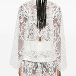 Giacca in pizzo con zip in bianco Maurizio - donna 