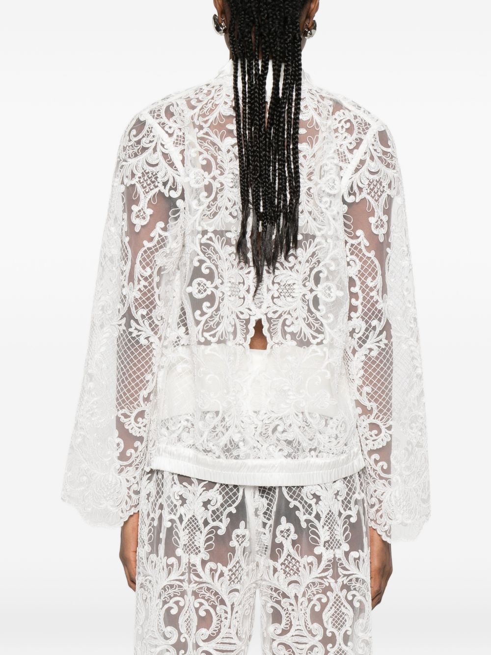 Giacca in pizzo con zip in bianco Maurizio - donna 